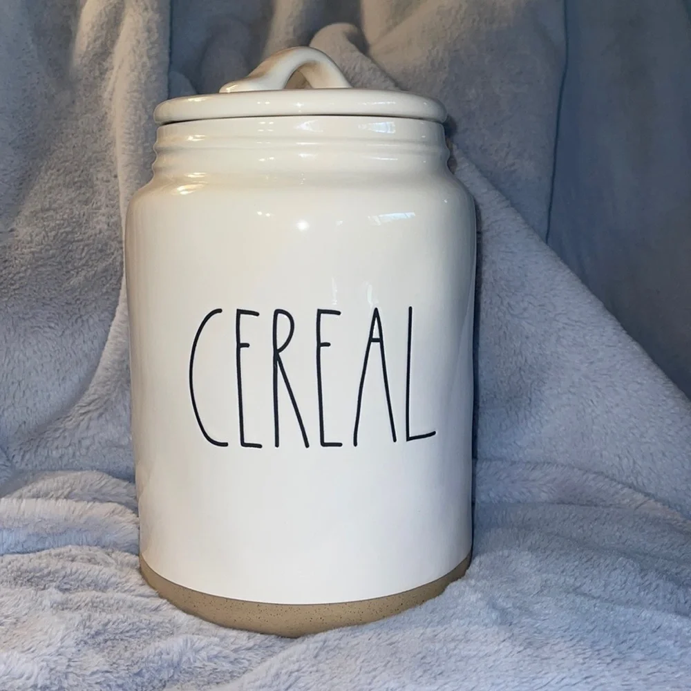 Rae Dunn “Cereal” Ceramic Lg Exposed Clay Cannistr